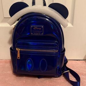 Loungefly Disney Mickey Mouse Holographic Backpack in the Sapphire